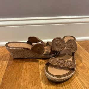 Jack Rogers Women's Brown Espadrille Wedge Slide Sandals - size 8